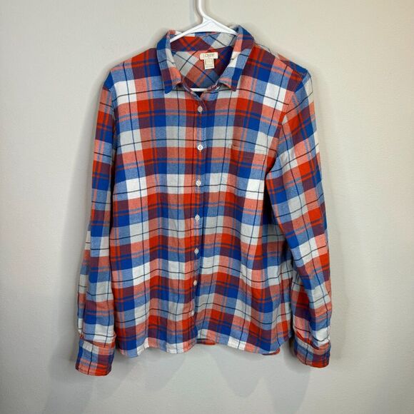 J. Crew Womens Plaid Button Down Size L Fall Autumn Bonfire Casual - Picture 1 of 5